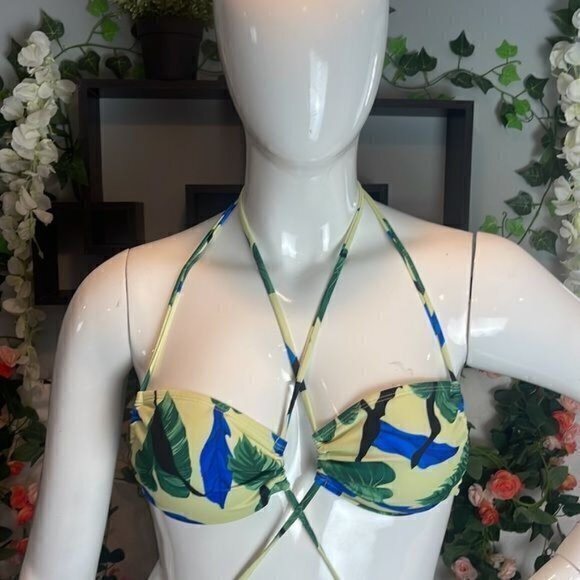 Tropical Halter 2 Piece Bikini Triangle Top Criss Cross‎ Front size Large RefFNB - Picture 7 of 10